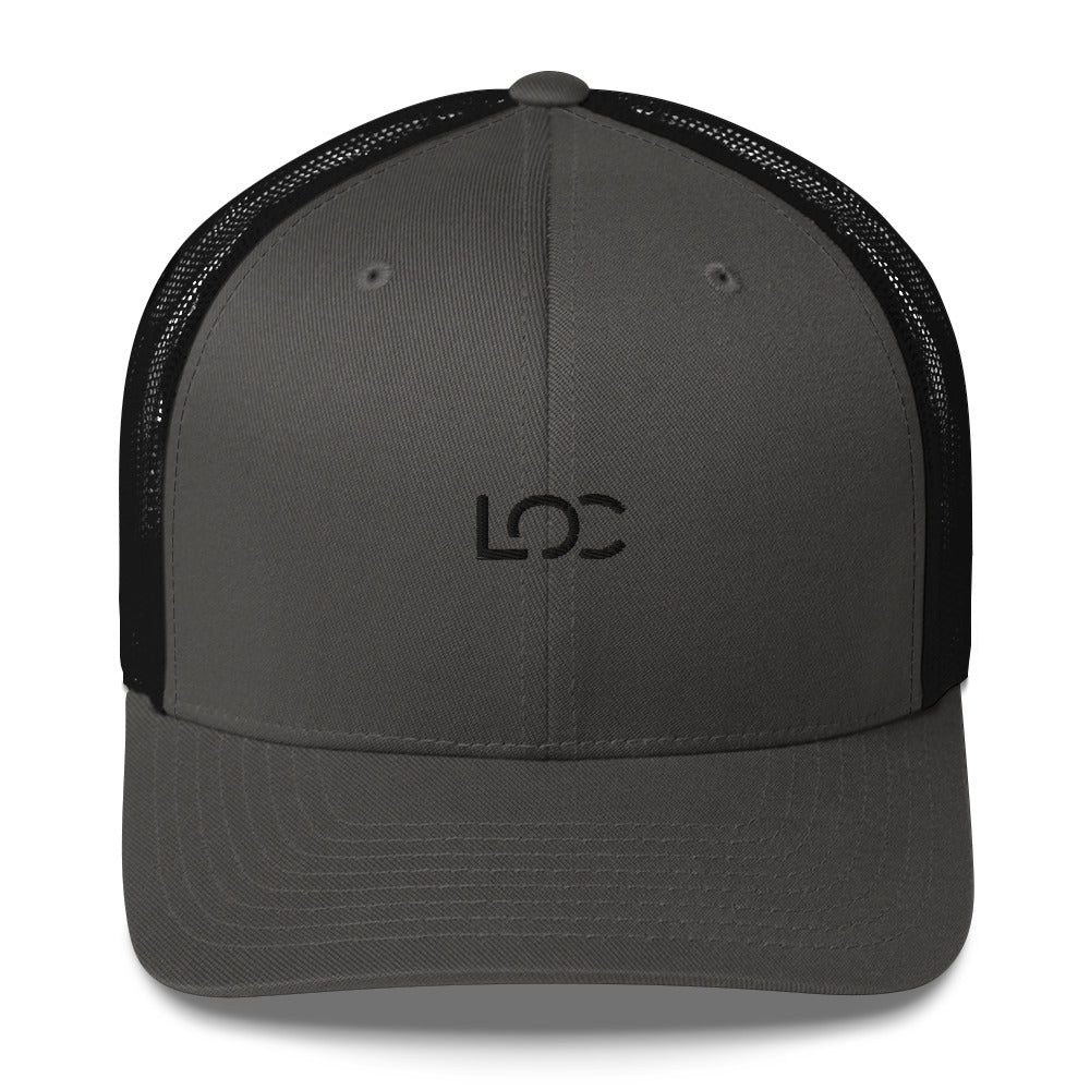 LOC Adjustable Trucker Cap w/ Black Embroidered Logo