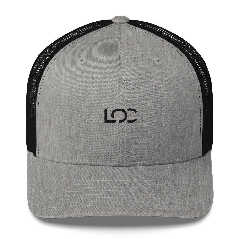LOC Adjustable Trucker Cap w/ Black Embroidered Logo