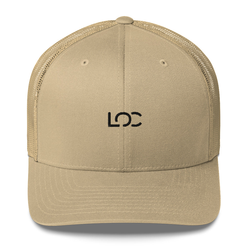 LOC Adjustable Trucker Cap w/ Black Embroidered Logo