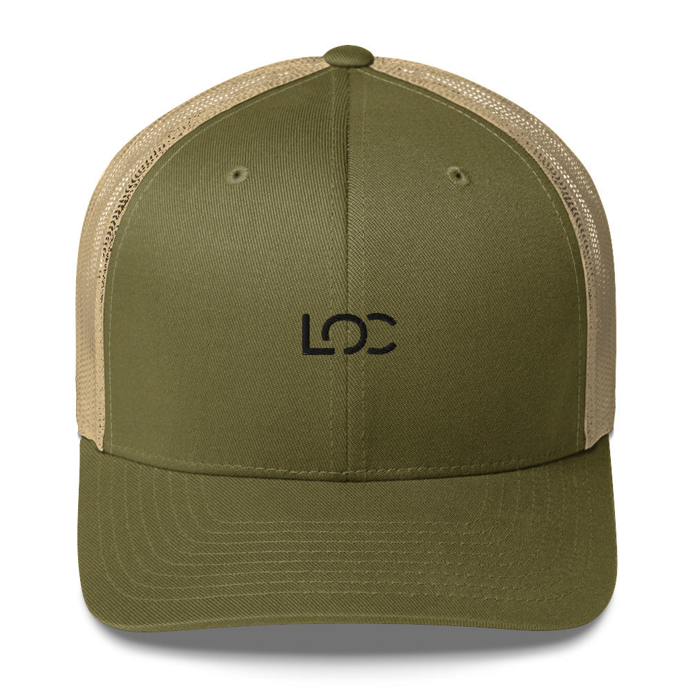LOC Adjustable Trucker Cap w/ Black Embroidered Logo