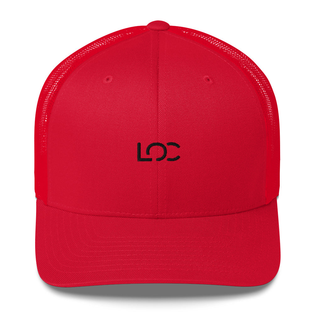LOC Adjustable Trucker Cap w/ Black Embroidered Logo